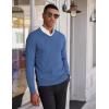 imageCOOFANDY Mens V Neck Pullover Sweater Slim Fit Casual Dress Sweater Lightweight Knitted SweatersDenim Blue
