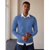 imageCOOFANDY Mens V Neck Pullover Sweater Slim Fit Casual Dress Sweater Lightweight Knitted SweatersDenim Blue