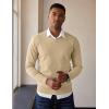 imageCOOFANDY Mens V Neck Pullover Sweater Slim Fit Casual Dress Sweater Lightweight Knitted SweatersKhaki