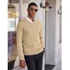 imageCOOFANDY Mens V Neck Pullover Sweater Slim Fit Casual Dress Sweater Lightweight Knitted SweatersKhaki