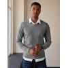 imageCOOFANDY Mens V Neck Pullover Sweater Slim Fit Casual Dress Sweater Lightweight Knitted SweatersLight Grey