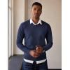 imageCOOFANDY Mens V Neck Pullover Sweater Slim Fit Casual Dress Sweater Lightweight Knitted SweatersNavy Blue