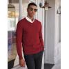 imageCOOFANDY Mens V Neck Pullover Sweater Slim Fit Casual Dress Sweater Lightweight Knitted SweatersRed