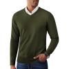 imageCOOFANDY Mens V Neck Pullover Sweater Slim Fit Casual Dress Sweater Lightweight Knitted SweatersArmy Green