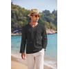 imageCOOFANDY Mens Linen Beach Tee Shirts Cotton Hippie Shirts V Neck Long Sleeve Tunic Big and Tall Yoga ShirtBlack