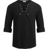 imageCOOFANDY Mens Linen Beach Tee Shirts Cotton Hippie Shirts V Neck Long Sleeve Tunic Big and Tall Yoga ShirtBlack