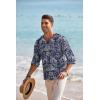 imageCOOFANDY Mens Linen Beach Tee Shirts Cotton Hippie Shirts V Neck Long Sleeve Tunic Big and Tall Yoga ShirtBlue Apricot