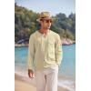 imageCOOFANDY Mens Linen Beach Tee Shirts Cotton Hippie Shirts V Neck Long Sleeve Tunic Big and Tall Yoga ShirtKhaki