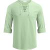 imageCOOFANDY Mens Linen Beach Tee Shirts Cotton Hippie Shirts V Neck Long Sleeve Tunic Big and Tall Yoga ShirtLight Green