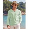 imageCOOFANDY Mens Linen Beach Tee Shirts Cotton Hippie Shirts V Neck Long Sleeve Tunic Big and Tall Yoga ShirtLight Green