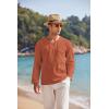 imageCOOFANDY Mens Linen Beach Tee Shirts Cotton Hippie Shirts V Neck Long Sleeve Tunic Big and Tall Yoga ShirtLong Sleevesbrick