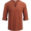 imageCOOFANDY Mens Linen Beach Tee Shirts Cotton Hippie Shirts V Neck Long Sleeve Tunic Big and Tall Yoga ShirtLong Sleevesbrick