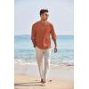 imageCOOFANDY Mens Linen Beach Tee Shirts Cotton Hippie Shirts V Neck Long Sleeve Tunic Big and Tall Yoga ShirtLong Sleevesbrick