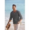 imageCOOFANDY Mens Linen Beach Tee Shirts Cotton Hippie Shirts V Neck Long Sleeve Tunic Big and Tall Yoga ShirtLong Sleevescharcoal