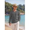 imageCOOFANDY Mens Linen Beach Tee Shirts Cotton Hippie Shirts V Neck Long Sleeve Tunic Big and Tall Yoga ShirtLong Sleevescharcoal