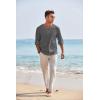 imageCOOFANDY Mens Linen Beach Tee Shirts Cotton Hippie Shirts V Neck Long Sleeve Tunic Big and Tall Yoga ShirtLong Sleevescharcoal