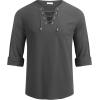 imageCOOFANDY Mens Linen Beach Tee Shirts Cotton Hippie Shirts V Neck Long Sleeve Tunic Big and Tall Yoga ShirtLong Sleevescharcoal