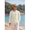 imageCOOFANDY Mens Linen Beach Tee Shirts Cotton Hippie Shirts V Neck Long Sleeve Tunic Big and Tall Yoga ShirtLong Sleevescream