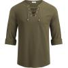 imageCOOFANDY Mens Linen Beach Tee Shirts Cotton Hippie Shirts V Neck Long Sleeve Tunic Big and Tall Yoga ShirtLong Sleevesolive