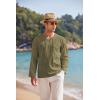 imageCOOFANDY Mens Linen Beach Tee Shirts Cotton Hippie Shirts V Neck Long Sleeve Tunic Big and Tall Yoga ShirtLong Sleevesolive