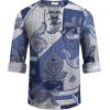 imageCOOFANDY Mens Linen Beach Tee Shirts Cotton Hippie Shirts V Neck Long Sleeve Tunic Big and Tall Yoga ShirtPat8blue White