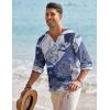 imageCOOFANDY Mens Linen Beach Tee Shirts Cotton Hippie Shirts V Neck Long Sleeve Tunic Big and Tall Yoga ShirtPat8blue White