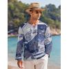 imageCOOFANDY Mens Linen Beach Tee Shirts Cotton Hippie Shirts V Neck Long Sleeve Tunic Big and Tall Yoga ShirtPat8blue White