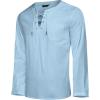 imageCOOFANDY Mens Linen Beach Tee Shirts Cotton Hippie Shirts V Neck Long Sleeve Tunic Big and Tall Yoga ShirtSky Blue