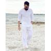 imageCOOFANDY Mens Linen Beach Tee Shirts Cotton Hippie Shirts V Neck Long Sleeve Tunic Big and Tall Yoga ShirtWhite