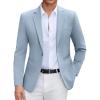 imageCOOFANDY Mens Casual Blazer Slim Fit Suit Jacket Lightweight One Button Business Sport CoatsLight Blue