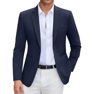 imageCOOFANDY Mens Casual Blazer Slim Fit Suit Jacket Lightweight One Button Business Sport CoatsNavy Blue