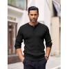 imageCOOFANDY Mens Knit Henley Sweater Long Sleeve Button Down Lightweight Sweater Fall Slim Fit Ribbed PulloverAll Black
