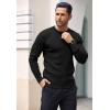 imageCOOFANDY Mens Knit Henley Sweater Long Sleeve Button Down Lightweight Sweater Fall Slim Fit Ribbed PulloverAll Black