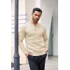 imageCOOFANDY Mens Knit Henley Sweater Long Sleeve Button Down Lightweight Sweater Fall Slim Fit Ribbed PulloverBeige