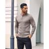 imageCOOFANDY Mens Knit Henley Sweater Long Sleeve Button Down Lightweight Sweater Fall Slim Fit Ribbed PulloverBrown and Grey