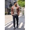 imageCOOFANDY Mens Knit Henley Sweater Long Sleeve Button Down Lightweight Sweater Fall Slim Fit Ribbed PulloverBrown and Grey