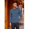 imageCOOFANDY Mens Knit Henley Sweater Long Sleeve Button Down Lightweight Sweater Fall Slim Fit Ribbed PulloverDenim Blue