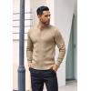 imageCOOFANDY Mens Knit Henley Sweater Long Sleeve Button Down Lightweight Sweater Fall Slim Fit Ribbed PulloverKhaki
