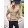 imageCOOFANDY Mens Knit Henley Sweater Long Sleeve Button Down Lightweight Sweater Fall Slim Fit Ribbed PulloverKhaki