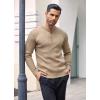 imageCOOFANDY Mens Knit Henley Sweater Long Sleeve Button Down Lightweight Sweater Fall Slim Fit Ribbed PulloverKhaki