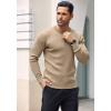imageCOOFANDY Mens Knit Henley Sweater Long Sleeve Button Down Lightweight Sweater Fall Slim Fit Ribbed PulloverKhaki