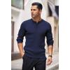 imageCOOFANDY Mens Knit Henley Sweater Long Sleeve Button Down Lightweight Sweater Fall Slim Fit Ribbed PulloverNavy Blue