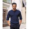 imageCOOFANDY Mens Knit Henley Sweater Long Sleeve Button Down Lightweight Sweater Fall Slim Fit Ribbed PulloverNavy Blue