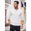 imageCOOFANDY Mens Knit Henley Sweater Long Sleeve Button Down Lightweight Sweater Fall Slim Fit Ribbed PulloverWhite