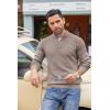 imageCOOFANDY Mens Quarter Button Sweater Lightweight Mock Neck Pullover Sweater Fashion Casual Knitted Henley SweaterBrown and Grey