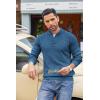 imageCOOFANDY Mens Quarter Button Sweater Lightweight Mock Neck Pullover Sweater Fashion Casual Knitted Henley SweaterDark Blue