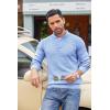 imageCOOFANDY Mens Quarter Button Sweater Lightweight Mock Neck Pullover Sweater Fashion Casual Knitted Henley SweaterLight Blue