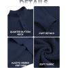 imageCOOFANDY Mens Quarter Button Sweater Lightweight Mock Neck Pullover Sweater Fashion Casual Knitted Henley SweaterNavy Blue