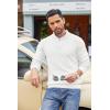 imageCOOFANDY Mens Quarter Button Sweater Lightweight Mock Neck Pullover Sweater Fashion Casual Knitted Henley SweaterWhite