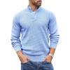 imageCOOFANDY Mens Quarter Button Sweater Lightweight Mock Neck Pullover Sweater Fashion Casual Knitted Henley SweaterLight Blue